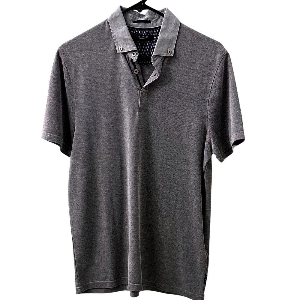 Ted‎ Baker Two-Tone Gray Polo Shirt